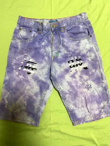 보라색 타이다이 숏팬츠 데미지 가공