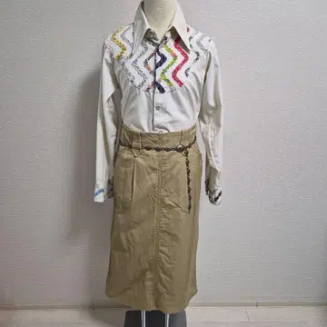 빈티지 패치워크 긴팔 셔츠 화이트