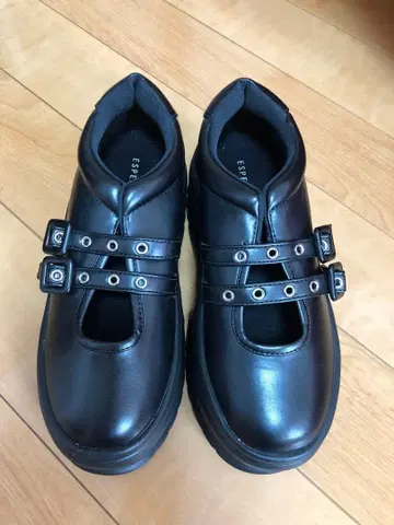 ESPERANZA 더블 스트랩 슈즈 블랙 가죽 S