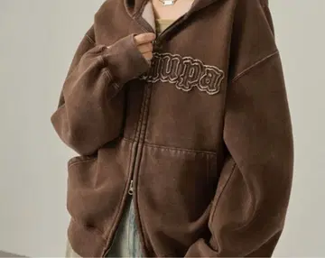 스냅 클럽 빈티지 가공 후드티