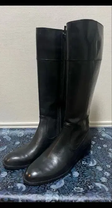 새상품급 리갈의 천연 가죽 플랫 롱 부츠 24cm 승마 부츠