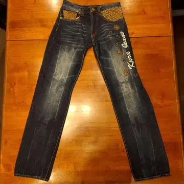 ETERNAL 자수 장식 다크 블루 청바지