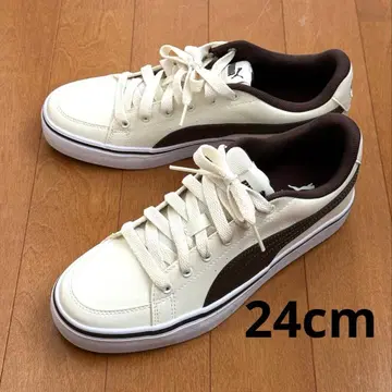 푸마 PUMA 로우컷 스니커즈 아이보리 x 브라운 24cm 새상품