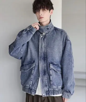 [ ETELIO ] 밀리터리 디자인 12온스 데님 숏 블루종