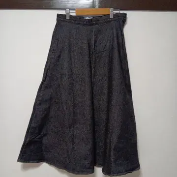 woadblue 블랙 데님 플레어 스커트