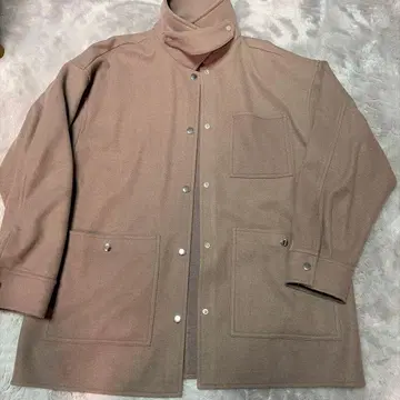 브라운 스탠드 카라 코트 F 사이즈