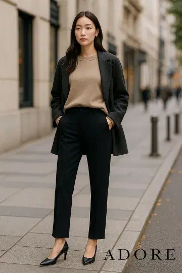 새상품, 택 포함! ADORE 턱 포함 울 팬츠 블랙