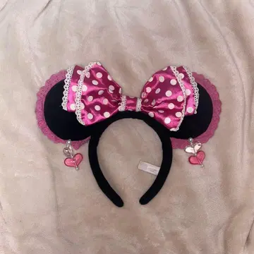 미니 머리띠 프릴 귀찌 핑크