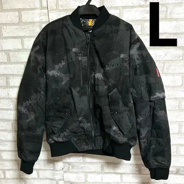 BURTLE MA-1 자켓 L 블랙 카모플라쥬 카모 패턴