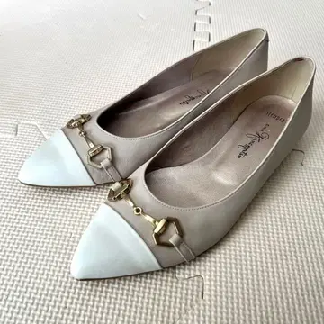 [새상품급] 긴자 카네마츠 가죽 MIX 플랫 펌프스 23.5cm