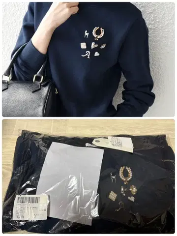 새상품 SHIPS any: 속기모 비쥬 크루넥 컴팩트 풀오버