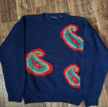 90s usa 구제 의류 빈티지 페이즐리 울 니트 스웨터 레어