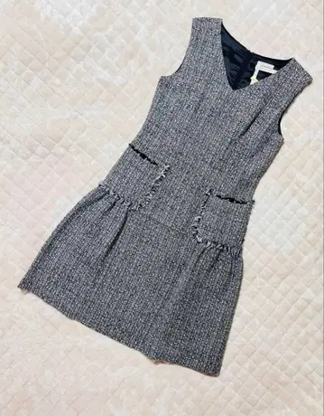 [고품질] 아베닐 에투알 슬리브리스 트위드 무릎 기장 원피스