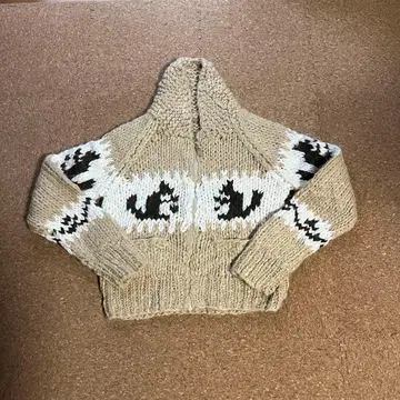 빈티지/ 동물 패턴 집업 니트 스웨터