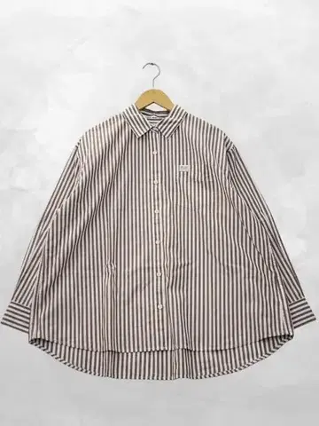 미사용 크로커다일 스위치 모션 긴팔 코튼 스트라이프 셔츠 LL