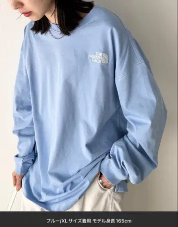 완판템 THE NORTH FACE 로고 자수 스티치 긴팔 롱T