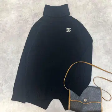 캐시미어 혼방 뮤즈 두지엠 클라세 리브 터틀넥 니트 블랙