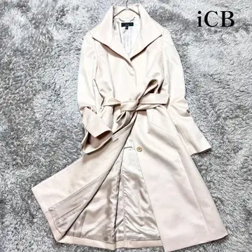 iCB 캐시미어 100% 벨티드 코트 롱 기장 L 상당 미사용급 새상품급