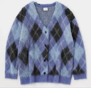 moussy SHAGGY KNIT ARGYLE 샤기 가디건