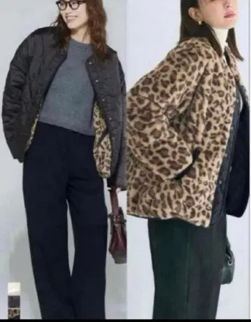 [ L 사이즈 ] coca 워셔블 리버서블 퀼팅 블루종 A 레오파드