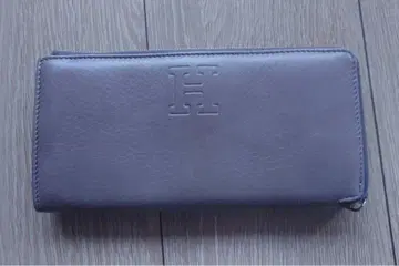 HIROF 그레이 가죽 장지갑 엠보싱 로고