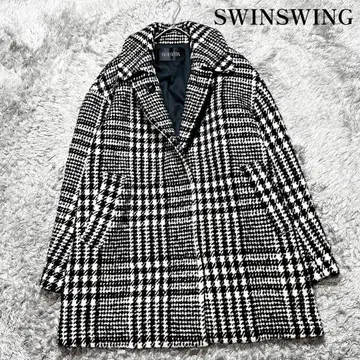 SWINSWING 알파카 혼방 하운드투스 체스터 코트 L 상당 새상품급