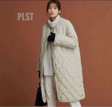 PLST 플라스테 퀼팅 다운 코트 노카라 코트