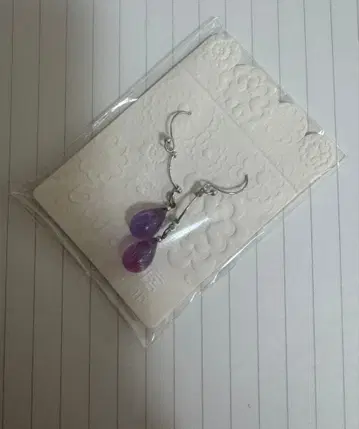 pufu 공방 오스가 치구사 모아레 물방울 귀걸이 실버 시클라멘 퍼플