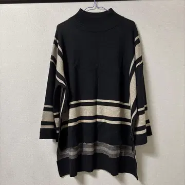 야마다야 MEDOC original 터틀넥 긴팔 니트 스트라이프