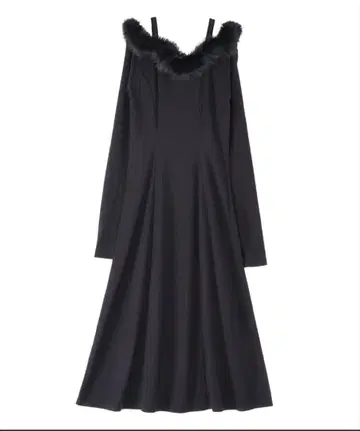 퍼 오프숄더 롱 드레스