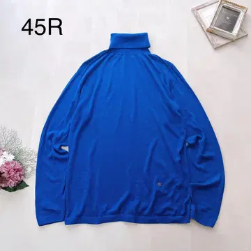 45R 근년 홀 초 거즈의 45색 908 터틀 니트 R 자수 블루