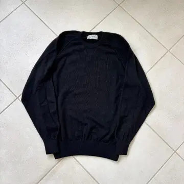 70s 스코틀랜드제 캐시미어 크루넥 니트 블랙 전V SAKS