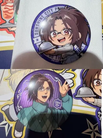 진격의 거인 콜라보 레스토랑 메탈 캔뱃지 세트 한지