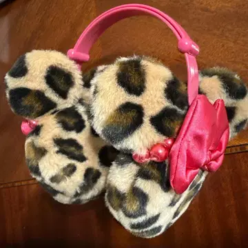 미니 레오파드 무늬 귀도리 디즈니 귀도리 핑크 리본 펄 장식 레어