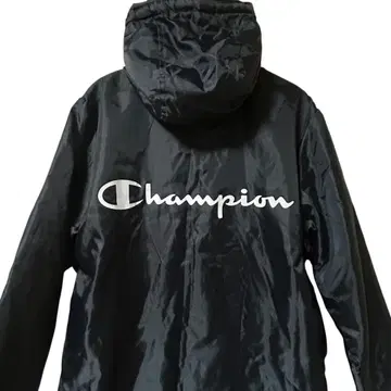 Champion 블랙 나일론 후드 부착 자켓
