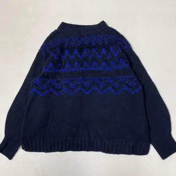 HUMAN WOMAN 자카드 니트탑 울 혼방 프린지