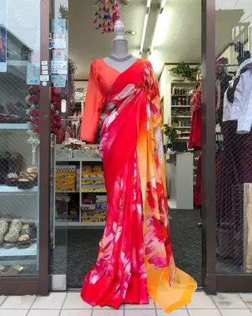 꽃무늬 엘레강트 드레스 빨간색 오렌지