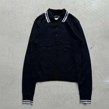00s agnes b. black knit polo l/s archive