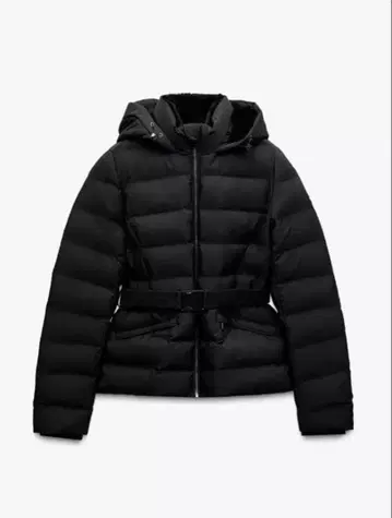 ZARA 후드 아노락 다운 블랙
