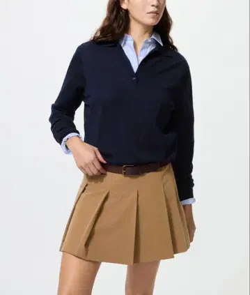 UNIQLO 플리츠 스코트 브라운 S 택 포함