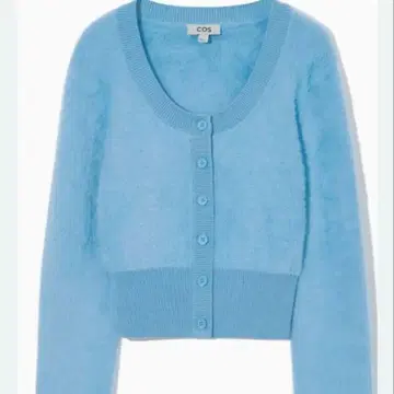 COS 숏 기장 가디건 블루