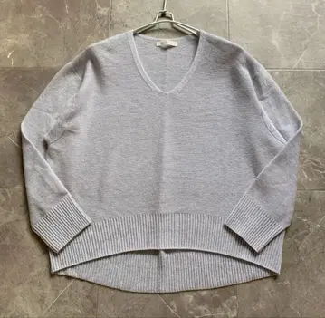 [ 새상품급 ] 갤러리 바이 캐시미어 코튼 V넥 풀오버 라이트 블루