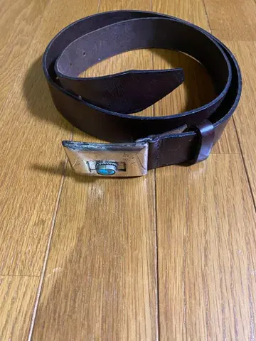 브라운 가죽 벨트 터콰이즈 버클