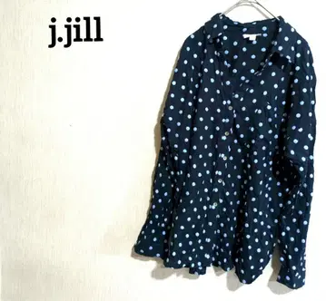 j.jill 네이비 도트 무늬 긴팔 셔츠