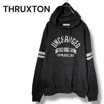 슬랙스턴 로고 프린트 속기모 후드티 L 사이즈 블랙