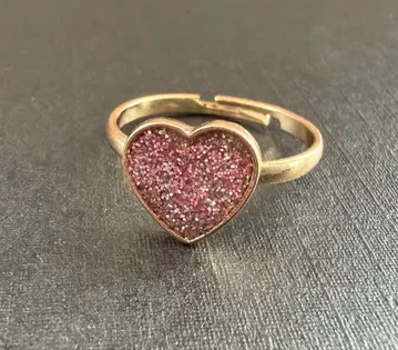 새상품 아쉬페 프랑스 핑크 하트형 글리터 반지 15.5호