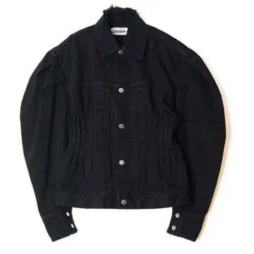 데미지 데님 퍼프 슬리브 자켓