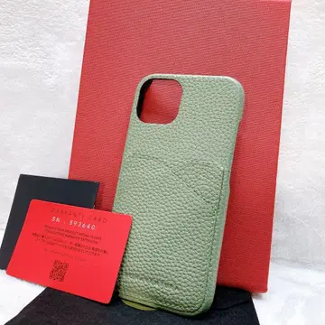 새상품급 보나벤츄라 iPhone13 스마트폰 케이스 모스그린 가죽