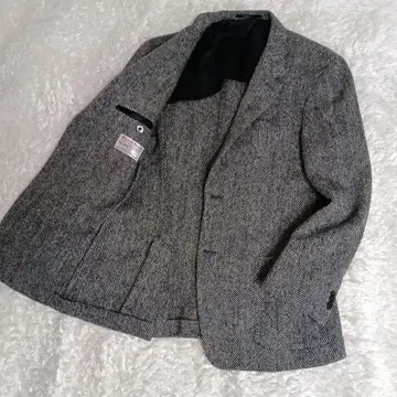 투모로우랜드 해리스 트위드 헤링본 자켓