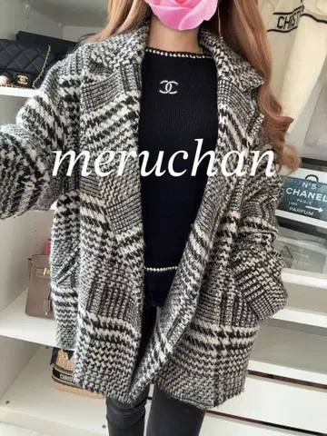 [ 새상품급 ] ROSE BUD 오버 사이즈 체크 무늬 코트 아우터